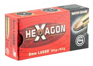 Photo MR808-1 GECO Cartridges 9x19 Luger HEXAGON 124gr x50